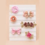 Set de 6 balacas para bebé con flores y moños · Clara – color Rosado