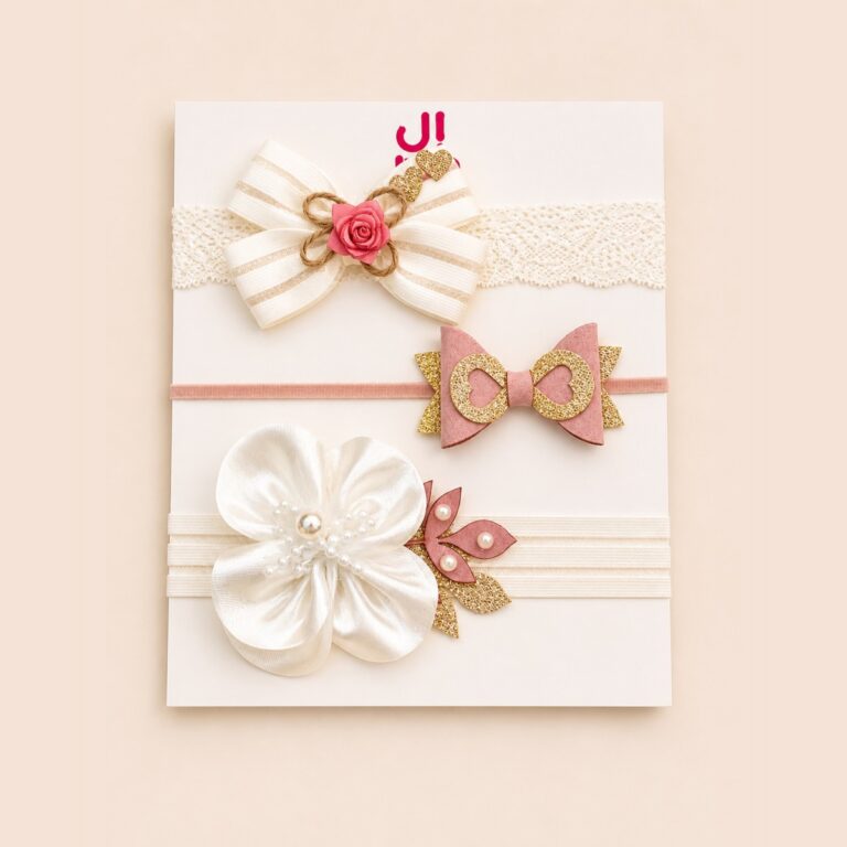 Set de 3 balacas para bebé con moños y flores · Emma