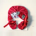 Set de gorro turbante y baletas para bebé con flores · Corona – color Rojo