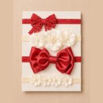 Set de 4 balacas para bebé con perlas, moños y encaje · Marcela – color Rojo