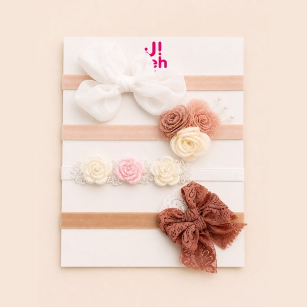 Set de 4 balacas para bebé con rosas, perlas y encaje · Sindy