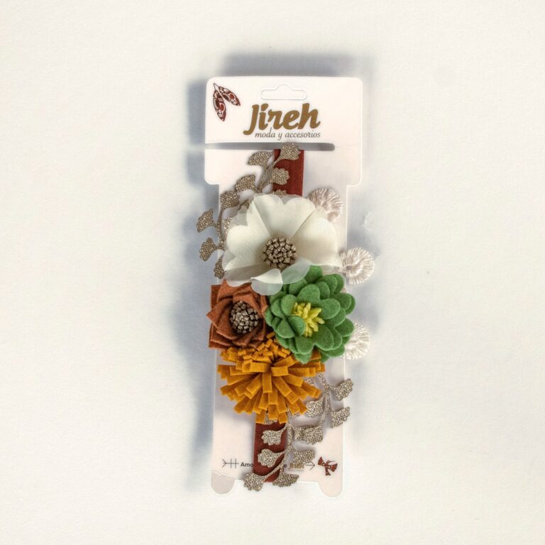 Tocado para bebé con flores y pedrería · Ester – color Tierra
