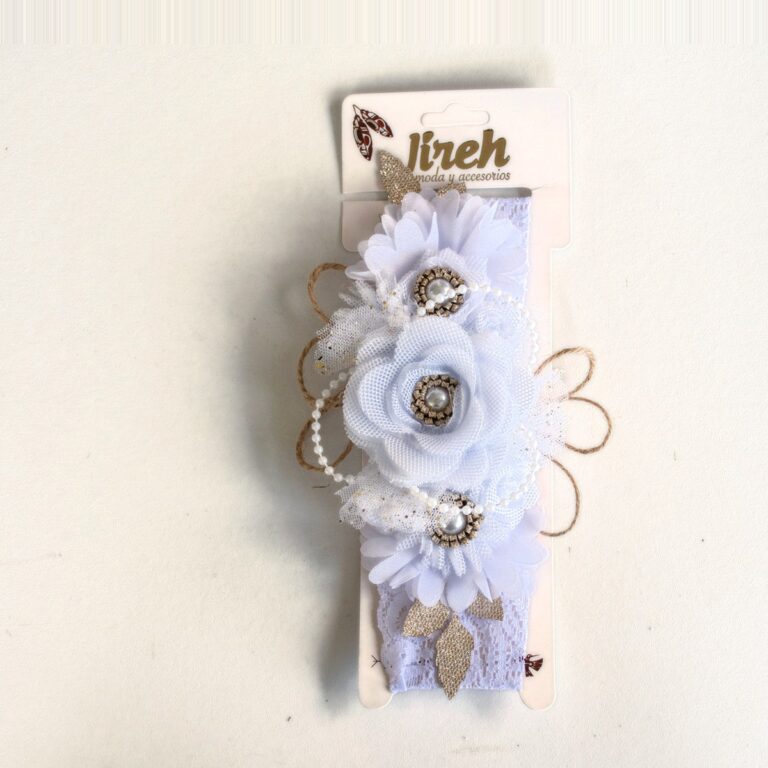 Tocado para bebé con flores · Martina – color Blanco