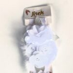 Tocado para bebé con flores y plumas · Pluma – color Blanco