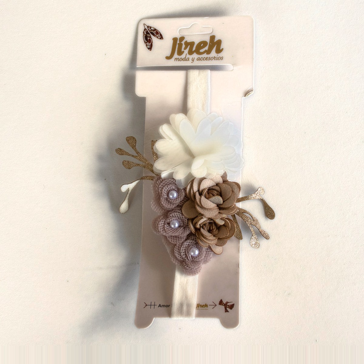 Tocado para bebé con rosas y brillos · Zircón – color Blanco